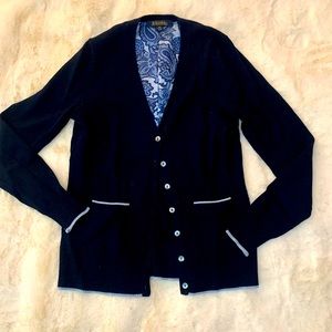 Navy Blue Brooks Brothers wool cardigan sweater
